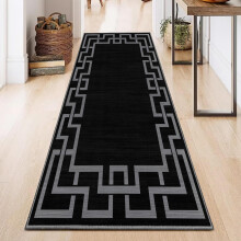 (Nico Black, 80 x 150 cm (2.6 ft x 5 ft)) Printed Rug Modern Area Carpet - Non Slip Living Room & Bedroom Floor Mat