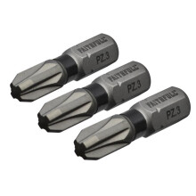 Faithfull Pozi Impact Screwdriver Bits PZ3 x 25mm (Pack 3) FAISBPZ325IM