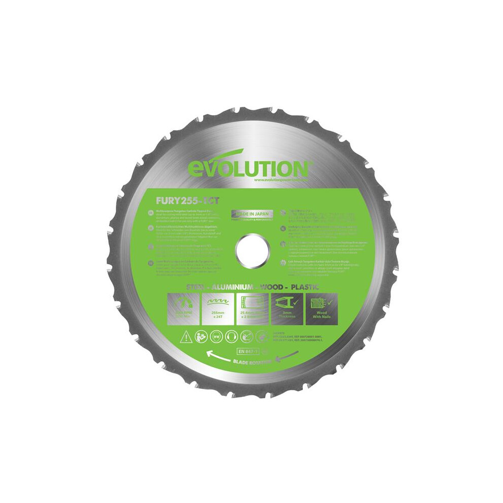 Evolution Fury Multi-Purpose Tct Circular Saw Blade 255 X 25.4Mm X 24T 849713033185