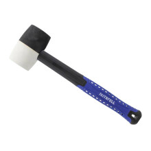 Faithfull Black & White Fibreglass Rubber Mallet Hammer 16oz FAIRMBWF16