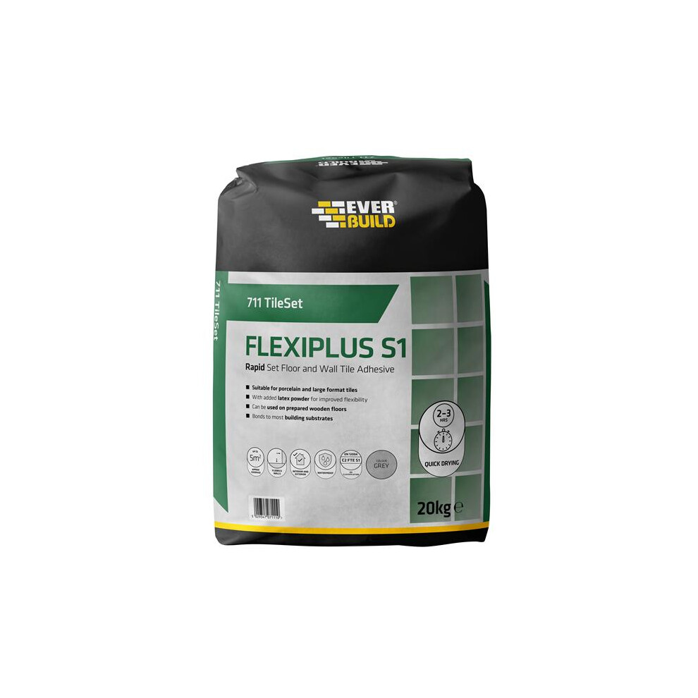 Everbuild TS711WE20 711 TileSet Flexiplus Tile Adhesive White 20kg EVBTS711WE20