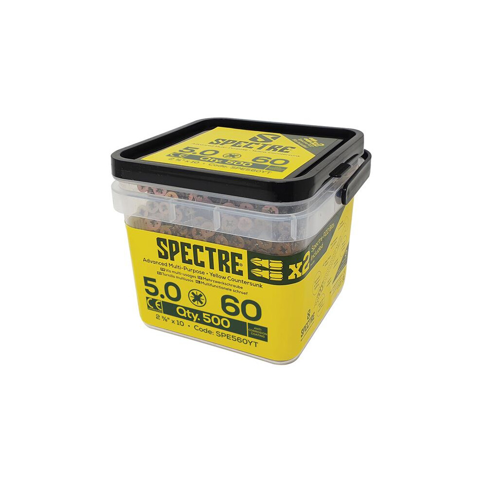 ForgeFix SPE560YT Spectre PZ Compatible Wood Screw CSK ZYP 5.0 x 60mm Tub 500-image-OPC-PJZRMBT-NEW