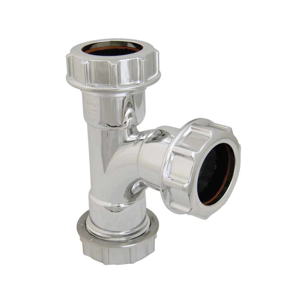 Floplast Compression Waste Tee 40Mm Chrome 5055149928963