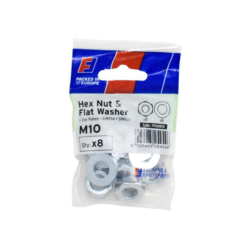 Forgefix Fpknw10 Nut & Washer M10 Forgepack 8 Forfpknw10