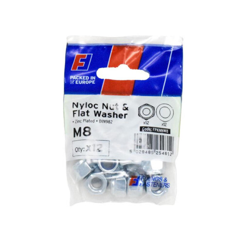 Forgefix ForgeFix FPKNNW8 Nyloc Nut & Washer M8 ForgePack 12 FORFPKNNW8