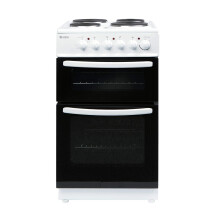 Haden HEST50W 52L Electric Cooker with Grill and Solid Plate Hob - Freestanding White Oven 50cm