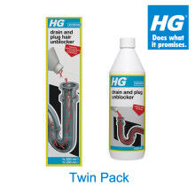 HG Drain and Plug Hair Unblocker 450ml + HG Drain and Plug Unblocker 1 Litre (Twin Pack)