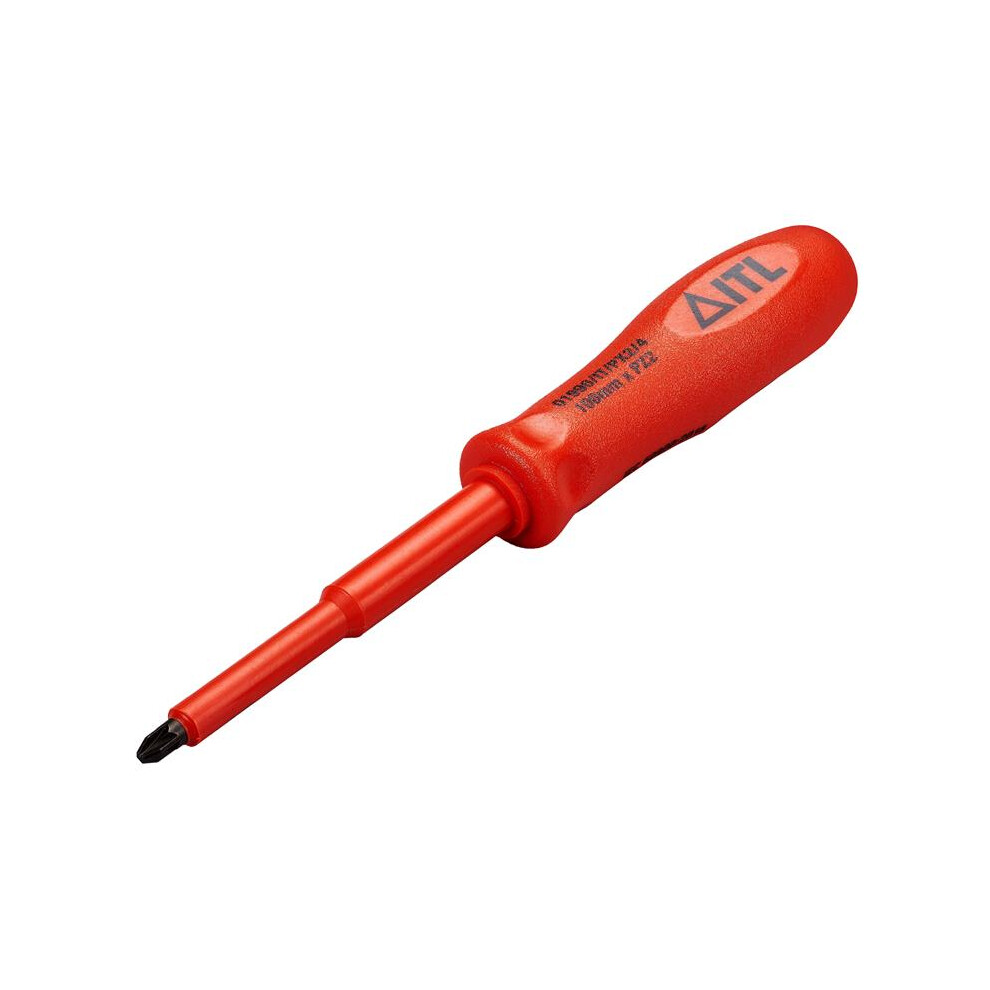 Itl Premium Insulated Slotted Pozidriv Screwdriver 100Mm X 6Mm Pz2 For Safe Electrical Work