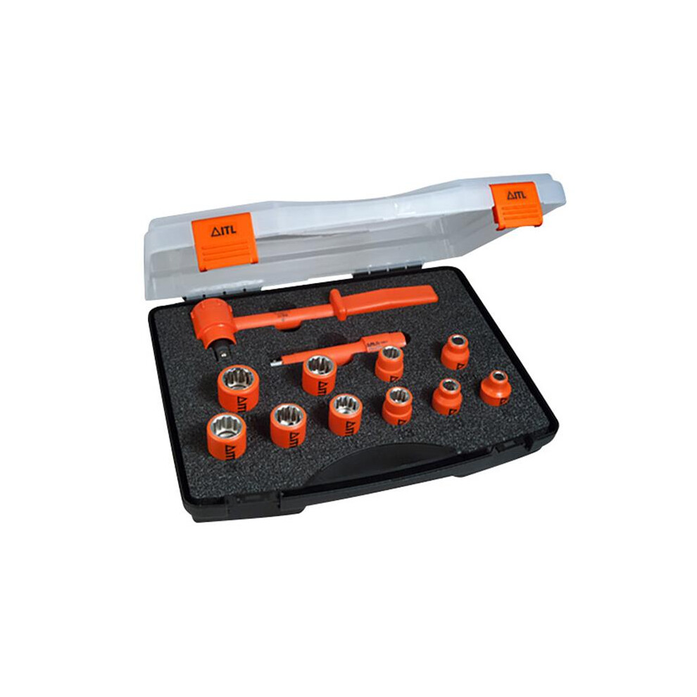 Itl 12-Piece Insulated Socket Set With Safe Reversible Ratchet For Electrical Work 5052269031054