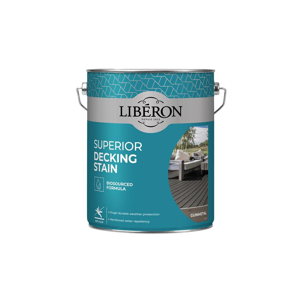 Liberon 126132 Superior Decking Stain Gun Metal 5 Litre Lib126132 3282391062295