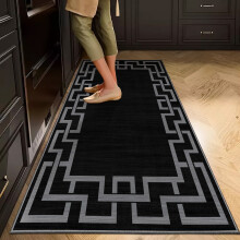 (Nico Black, 60 x 220 cm (2 ft x 7 ft)) Printed Rug Modern Area Carpet - Non Slip Living Room & Bedroom Floor Mat