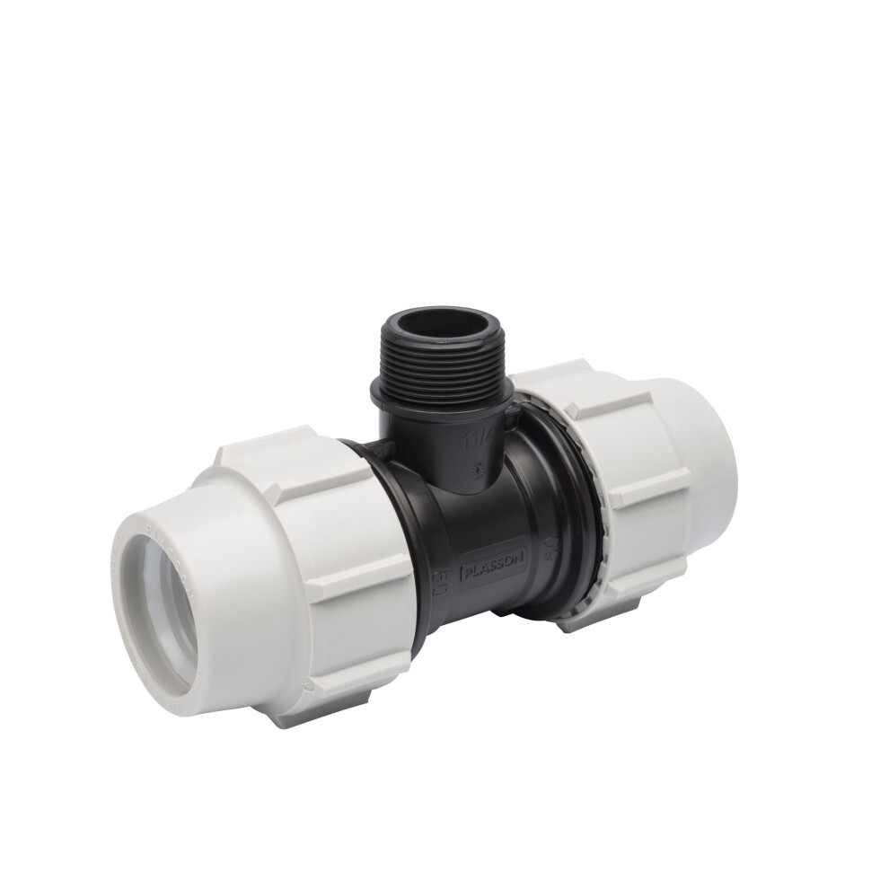 Plasson Tee Male Offtake 32Mm X 1" X 32Mm - Pl078400032010 - Reliable Pe Pipe Connection - Grey - Image 3