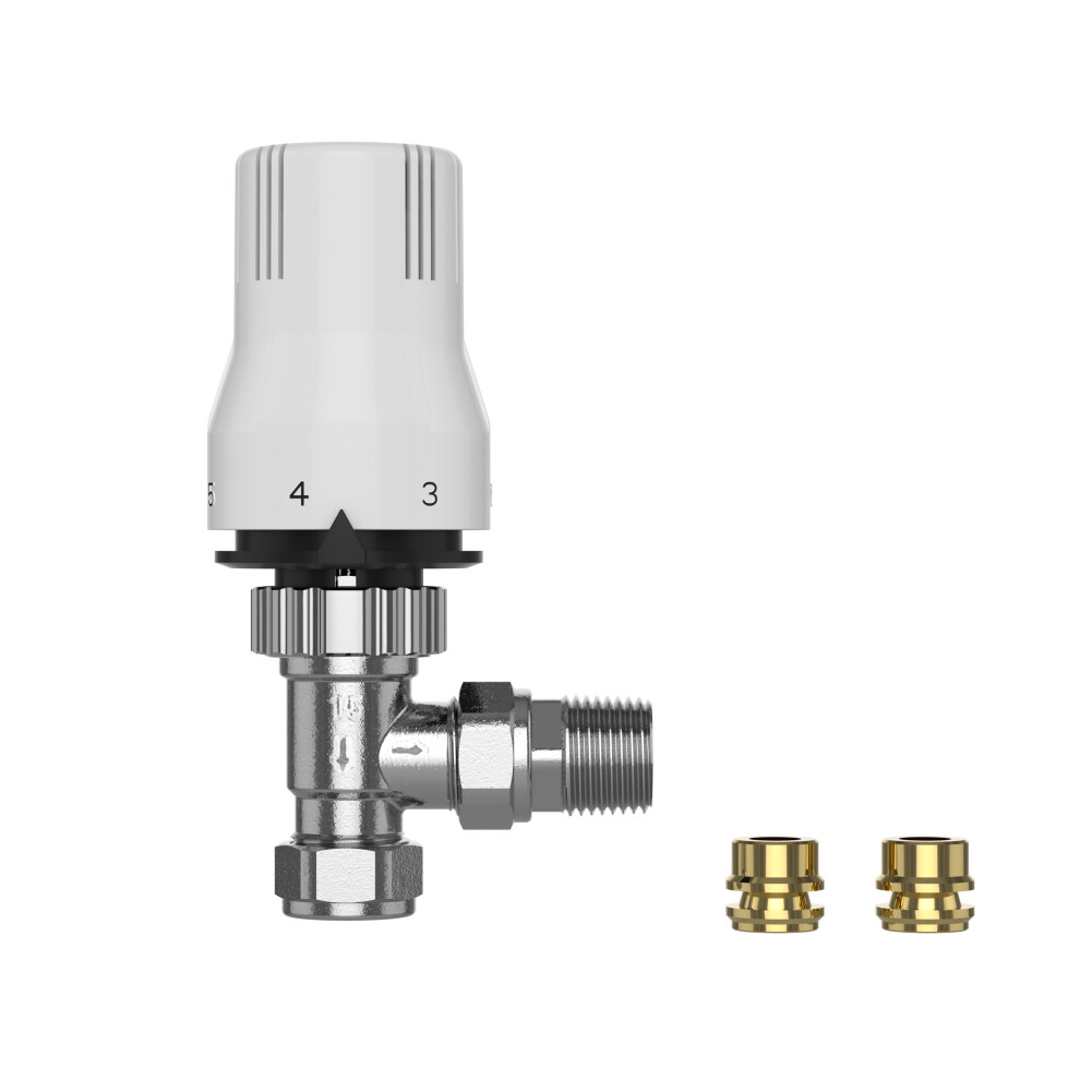 Pro Classic Angled Thermostatic Radiator Valve 8/10/15Mm - Grey - Image 3