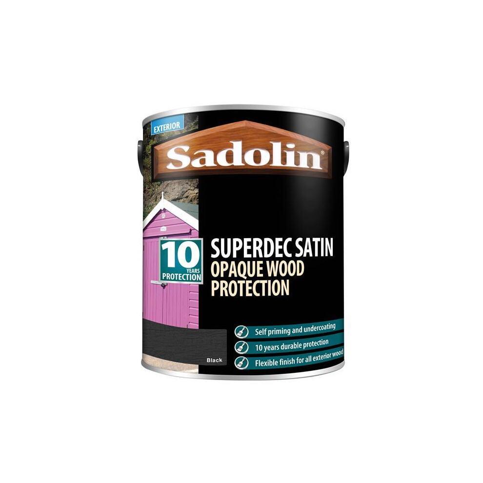 Sadolin Black Superdec Satin Opaque Wood Protection 5L