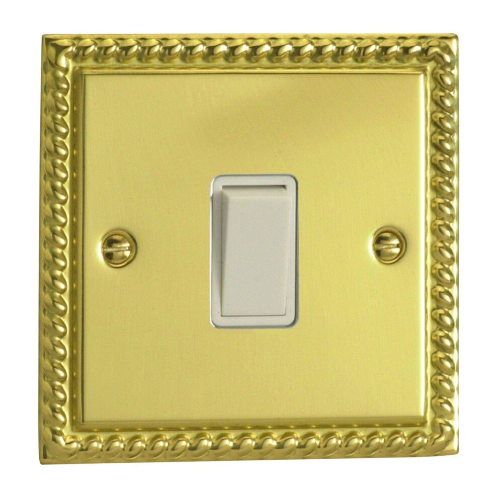 Varilight 1-Gang 20A Double Pole Rocker Switch Georgian Brass 5021575750164