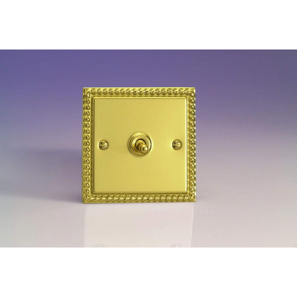 Varilight 1-Gang 10A Intermediate Toggle Light Switch Georgian Brass Xgt7 5021575750195