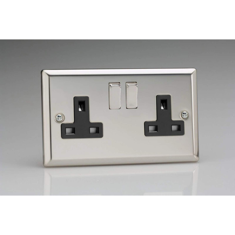 Varilight 2-Gang 13A Double Pole Switched Socket Chrome 5021575720457