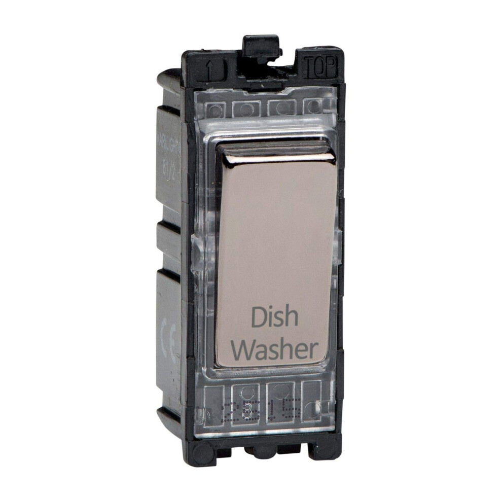 Varilight Iridium Black Powergrid Engraved Module 20 Amp 1-Way Double Pole Switch 'Dishwasher' 5021575005240
