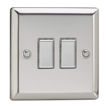 Varilight Eclique 2 2-Gang Tactile Touch Control Dimming Light Switch for use with Eclique2 Master on 2-Way Circuits