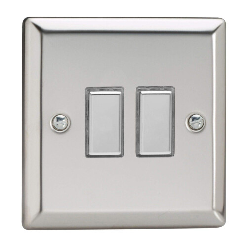 Varilight Eclique 2 2-Gang Tactile Touch Control Dimming Light Switch  for use with Eclique2 Master on 2-Way Circuits