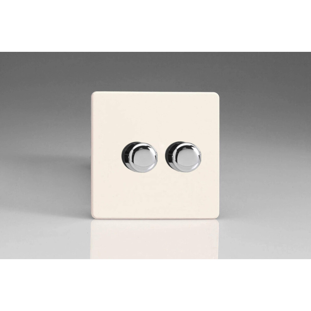 Varilight Primed Ready To Paint Flat Plate Screwless V-Pro 2X 250W 2-Way Push-On Push-Off Trailing Edge Dimmer 5021575192544