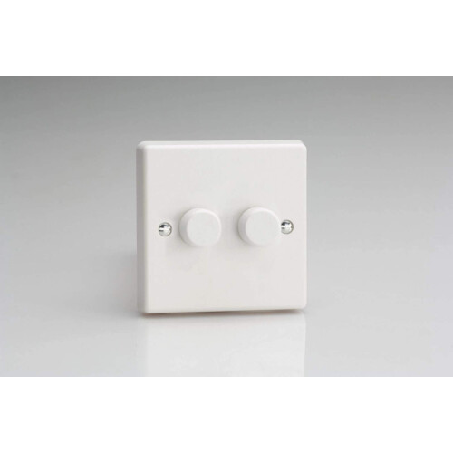 Varilight 2-Gang 2-Way 2x100W V-Com LED Dimmer White