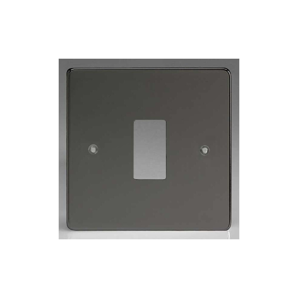 Varilight Flat Plate Powergrid Iridium Black 1-Gang Faceplate 5021575441734