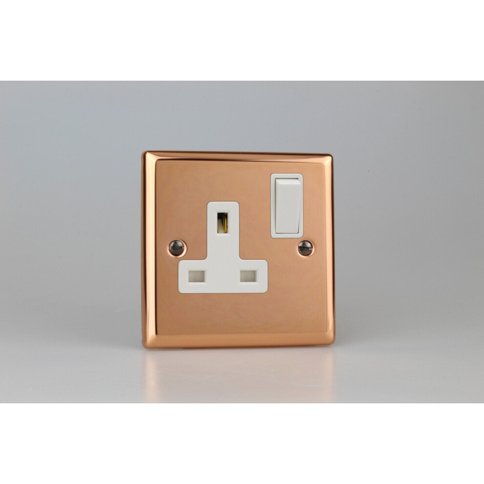 Varilight 1-Gang 13A Double Pole Switched Socket Polished Copper 5021575998801