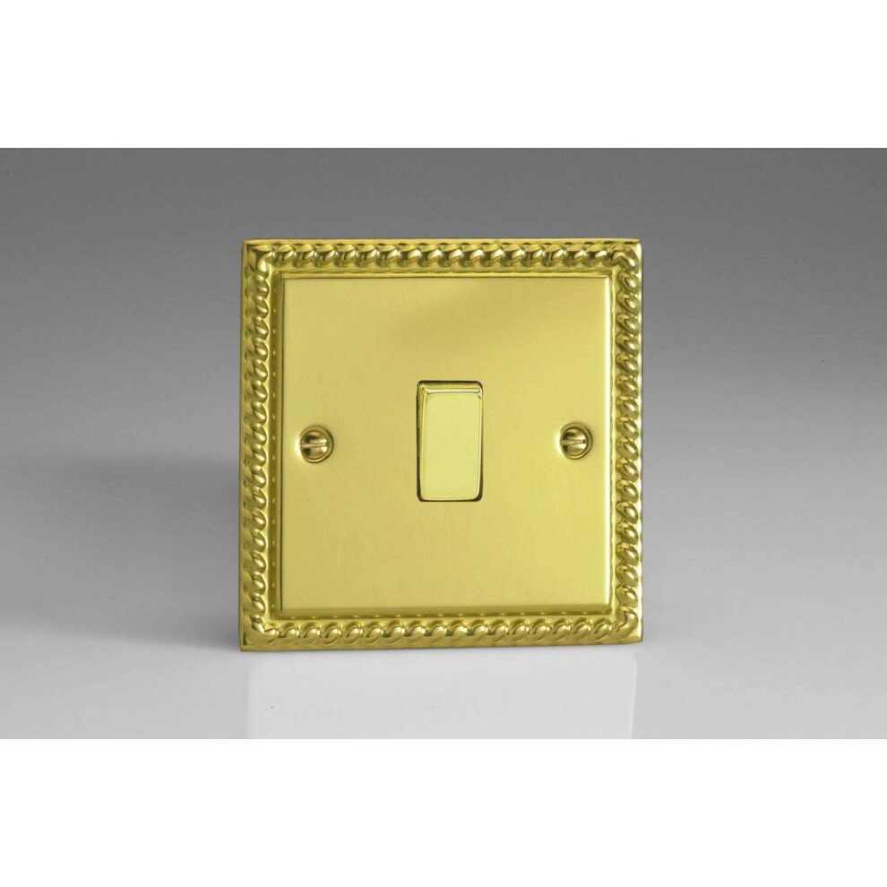 Varilight 1-Gang 10A Intermediate Rocker Switch Georgian Brass 5021575750508