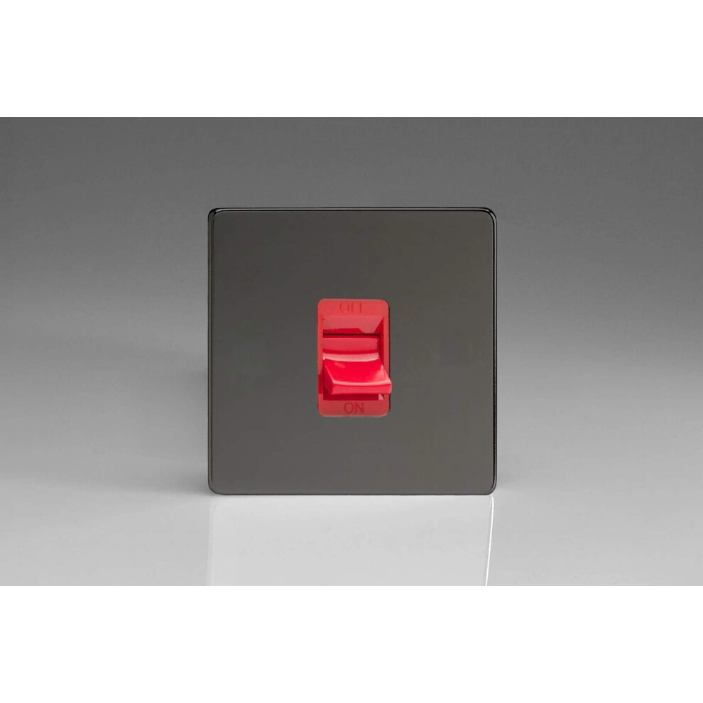 Varilight Xdi45ss Screwless Iridium Black 45A Dp Cooker Switch Single Plate 5021575193459