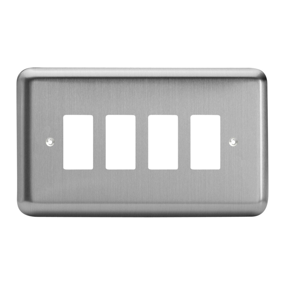 Varilight Xspgy4 Powergrid Matt Chrome 4 Gang Grid Plate (Twin Plate) 5021575007374