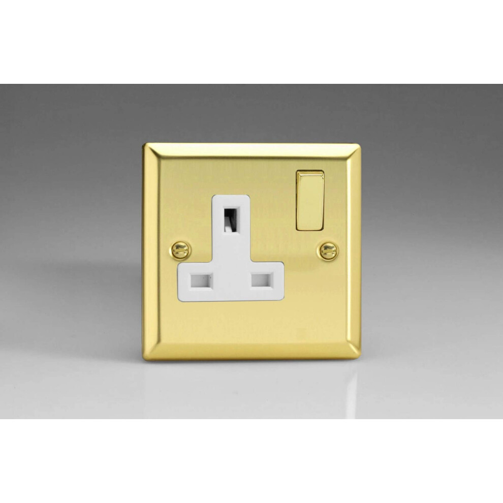Varilight 1-Gang 13A Double Pole Switched Socket Polished Brass 5021575850307
