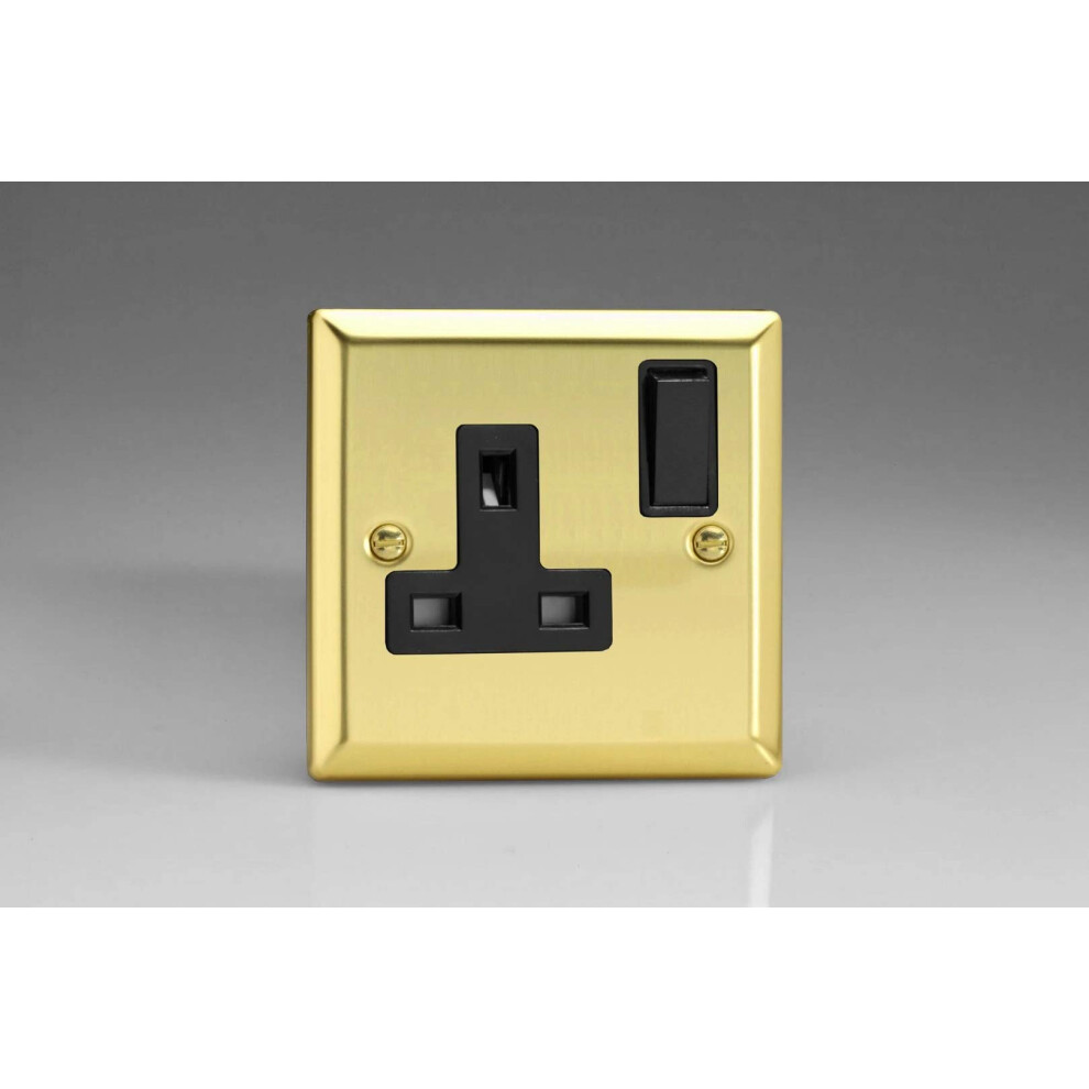 Varilight 1-Gang 13A Double Pole Switched Socket Polished Brass 5021575850314