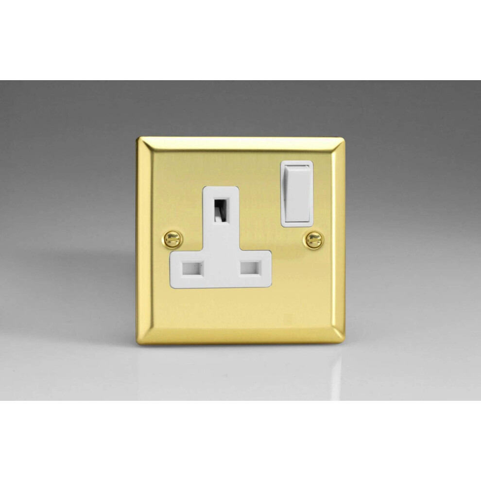 Varilight 1-Gang 13A Double Pole Switched Socket Polished Brass 5021575850321