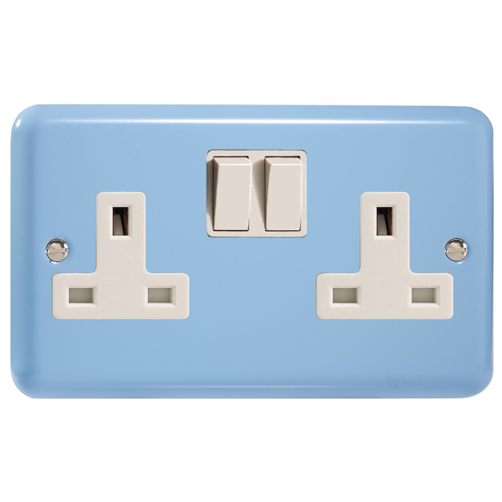 Varilight 2-Gang 13A Double Pole Switched Socket Duck Egg Blue 5021575215427