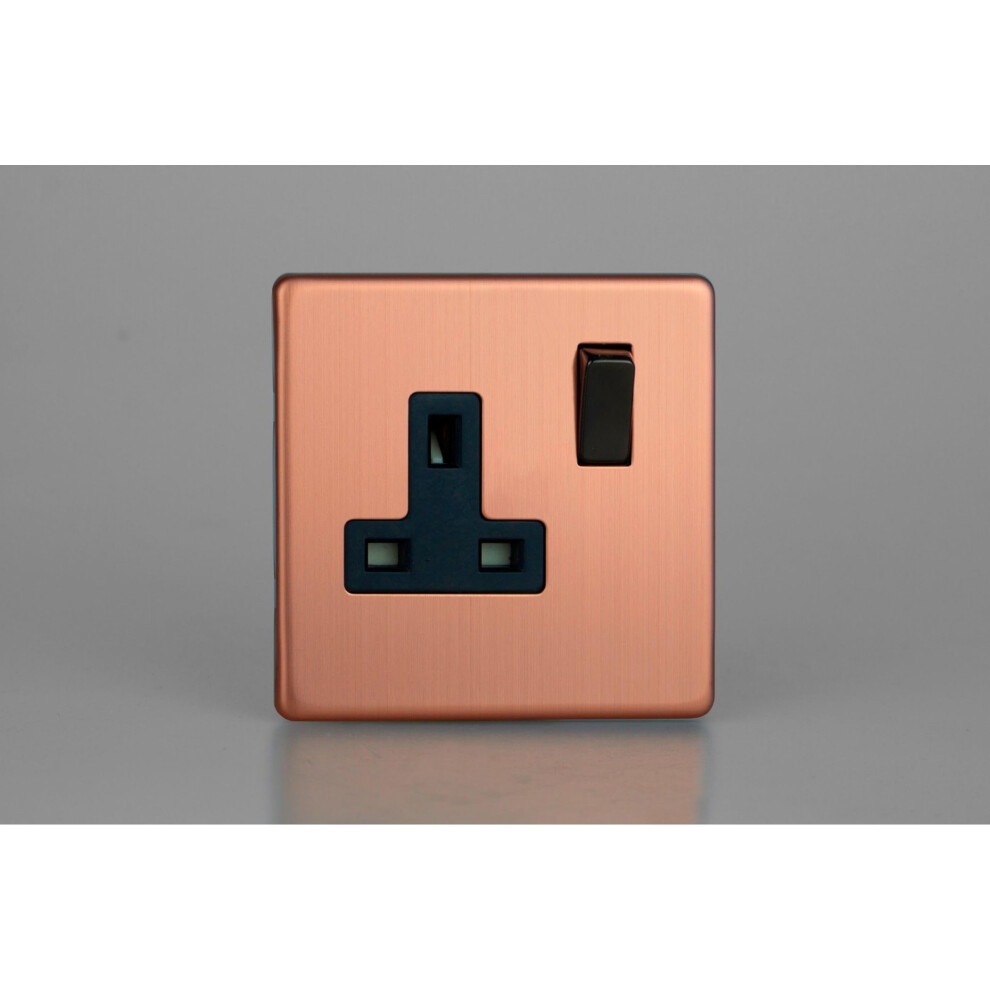 Varilight 1-Gang 13A Double Pole Switched Socket With Luxurious Brushed Copper Finish 5021575018141