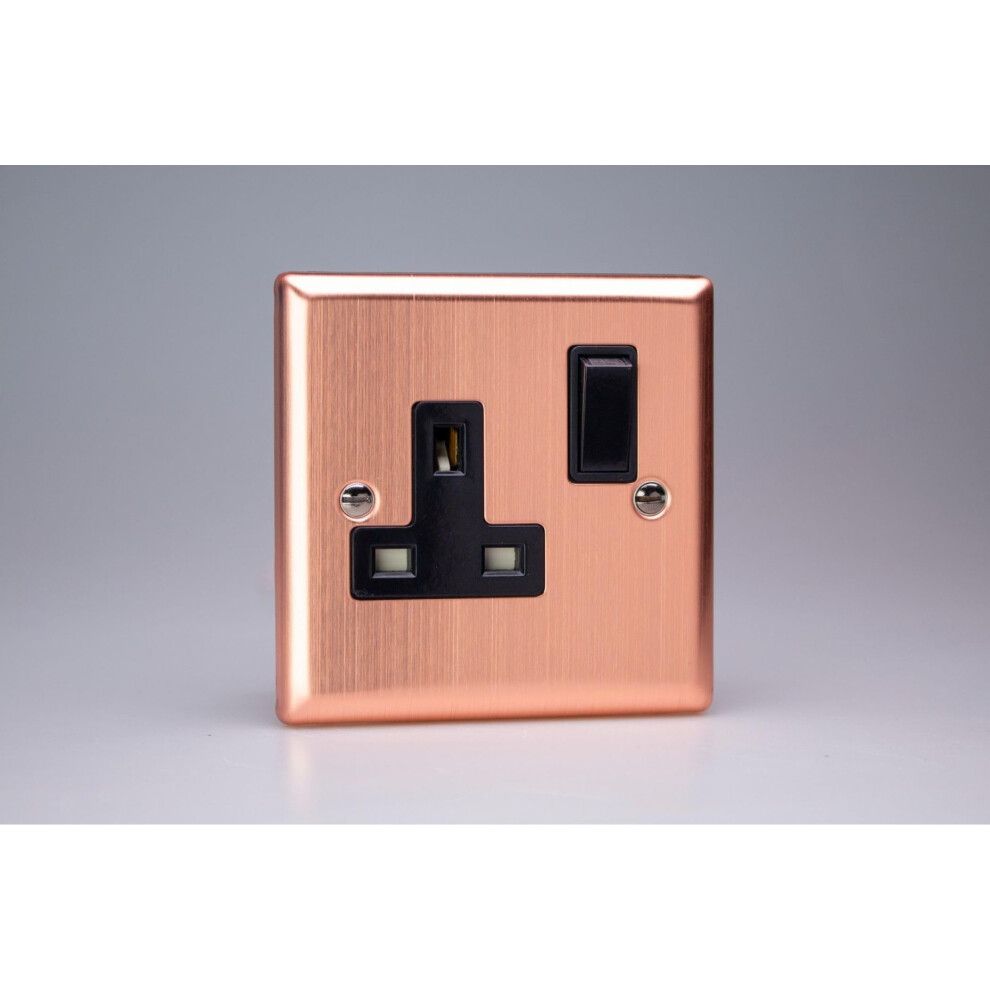 Varilight 1-Gang 13A Double Pole Switched Socket In Luxurious Brushed Copper Finish 5021575187656