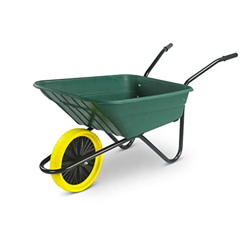 90L Green Polypropylene Wheelbarrow - Puncture Proof 2