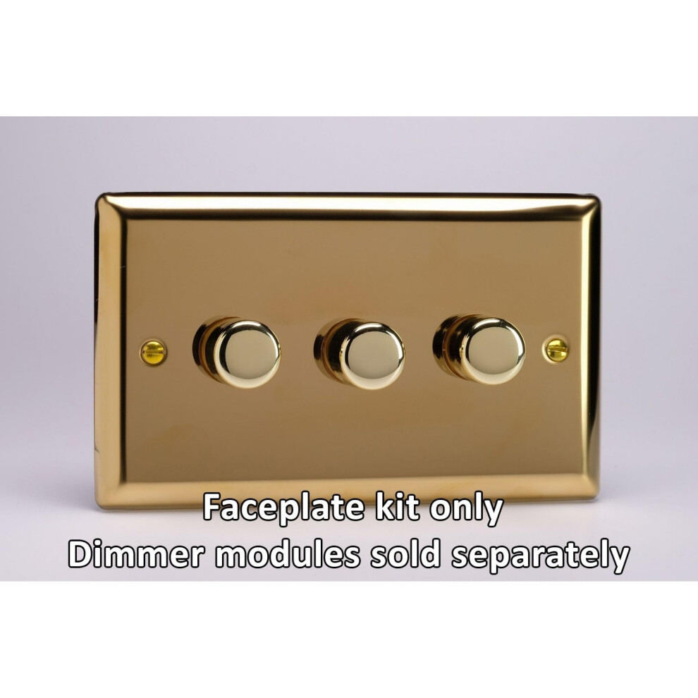 Varilight 3-Gang Matrix Kit For Rotary Dimmers With Victorian Brass Finish 5021575008180