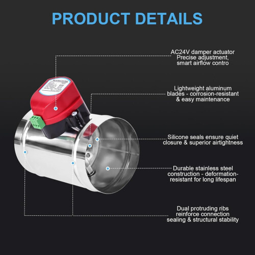 4in Motorized Duct Damper-for HVAC System 2