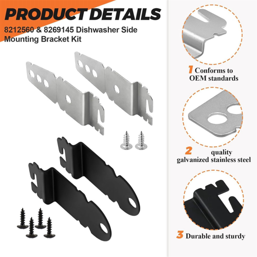 8212560 & 8269145 Dishwasher Side Mounting Bracket Kit for 1