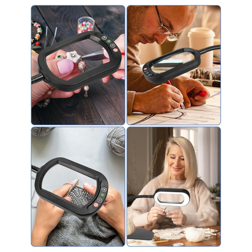 10X Rectangle Magnifying Glass with Light and Stand, 5 Color Modes 2