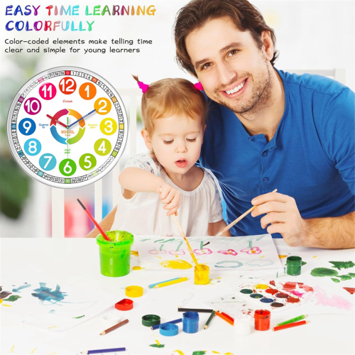 Kids Wall Clock - Non-Ticking, Battery-Operated Time Teaching Clock 1