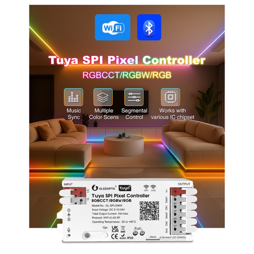 Tuya SPI Light Strip Controller RGBCW Wi-Fi Bluetooth 2