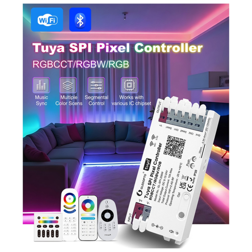 Tuya SPI Light Strip Controller RGBCW Wi-Fi Bluetooth 1