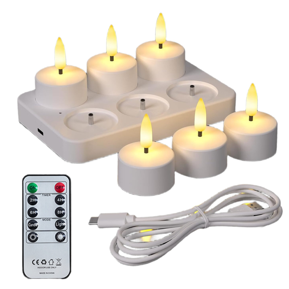 Flameless Tea Lights Candles with Charging Station Remote Control-image-OPC-PJZVSCM-NEW