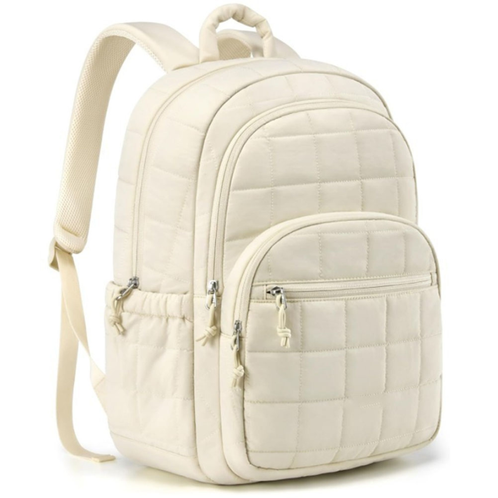 15.6in Laptop Bag College Backpack School Travel Book Bag Milky