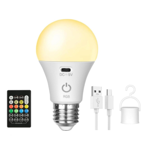 LED Rechargeable Light Bulbs Smart RGB Changing Bulb with Hook