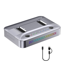 Dual-Bay M.2 RGB NVME NGFF SSD Docking Station, USB3.2 GEN2 Type C