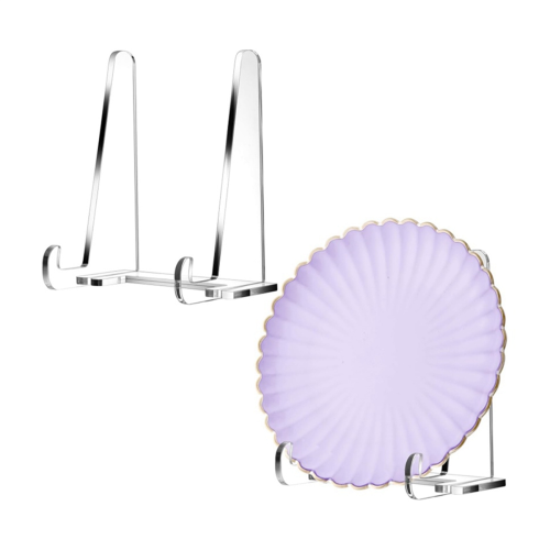 Plate Stands for Display, Clear Acrylic Square Holder 2 Pack 2